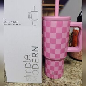 Simple Modern PINK CHECKMATE Kids 24oz Tumbler READ DESCRIPTION